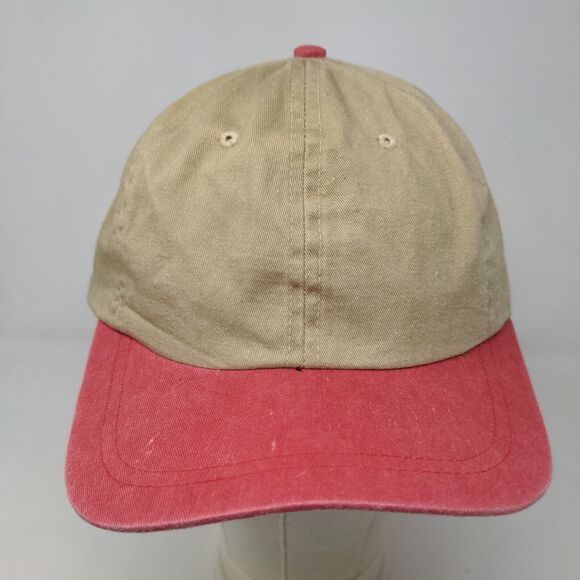 San Son Men's Slideback Hat Tan Red Size OSFA Blank Vent Holes Adjustable - Picture 2 of 7